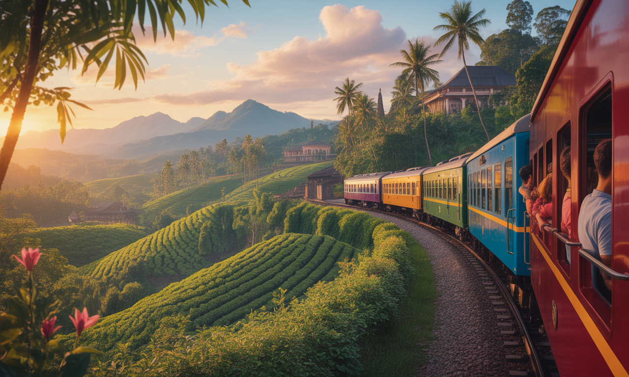embarquez pour un voyage en train inoubliable de ella à kandy au sri lanka : découvrez des paysages spectaculaires, des plantations de thé verdoyantes et la magie authentique du centre de l’île.