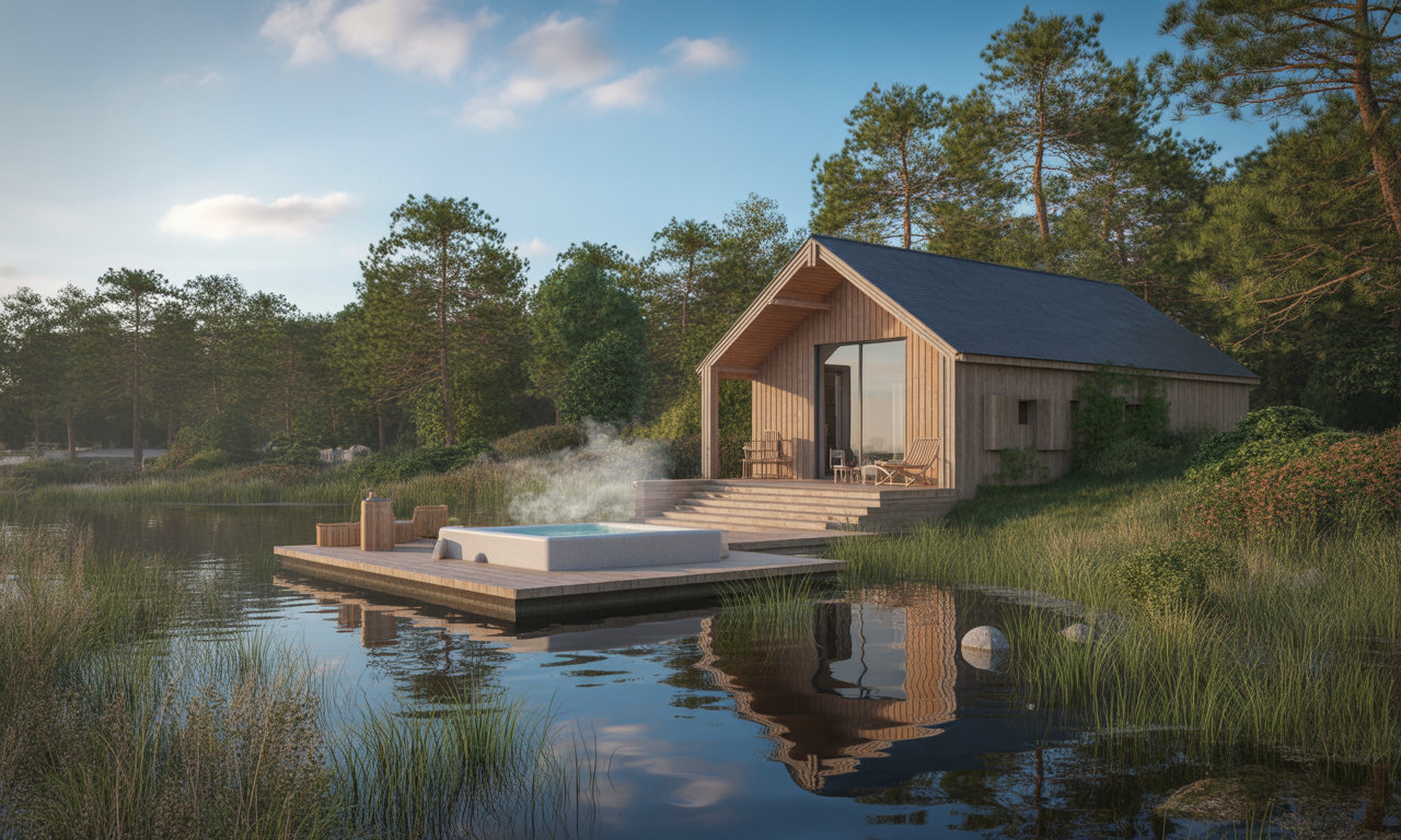 profitez d'une escapade bien-être inoubliable dans un chalet avec spa au bord d'un étang paisible en bretagne, dans le morbihan. détente, nature et confort garantis pour un séjour revitalisant.