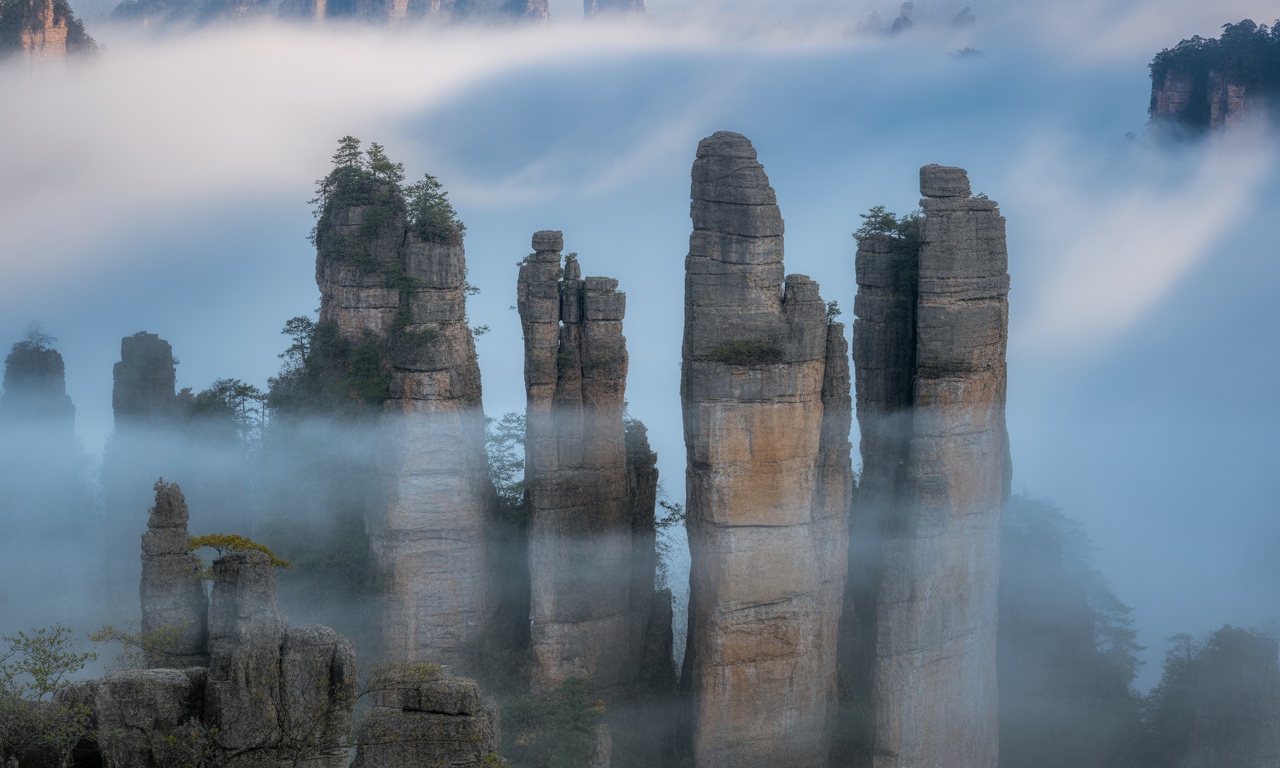 découvrez les majestueuses formations rocheuses des monts tianzi à zhangjiajie, un joyau naturel spectaculaire de chine offrant des paysages uniques et une beauté saisissante.