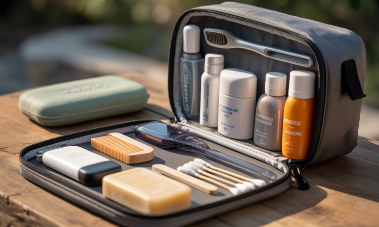 découvrez la trousse de toilette idéale, compacte et fonctionnelle, parfaite pour accompagner toutes vos aventures en voyage.