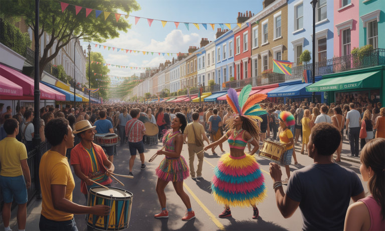 découvrez notting hill, un quartier emblématique de londres où la culture caribéenne s'exprime à travers ses festivals, sa cuisine authentique et son ambiance vibrante.