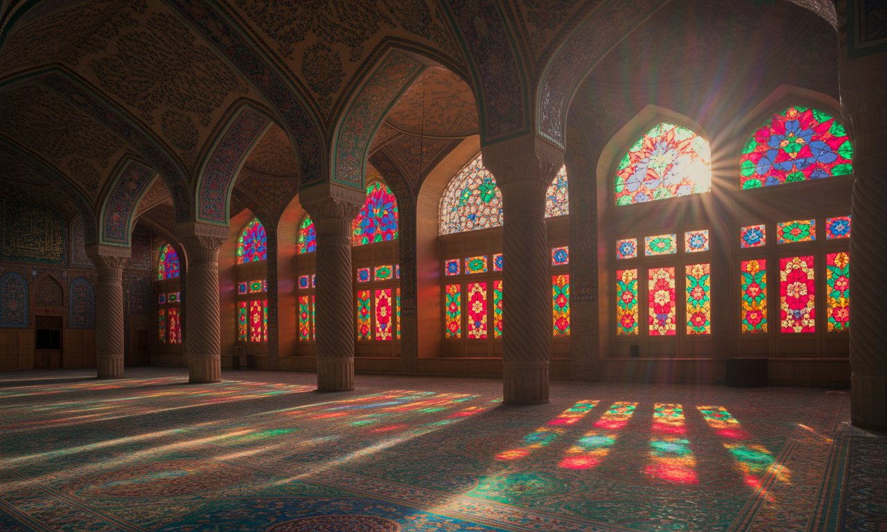 explorez la mosquée rose de nasir-ol-molk en iran, un chef-d'œuvre architectural célèbre pour ses vitraux colorés et son ambiance lumineuse unique, symbole du patrimoine culturel iranien.