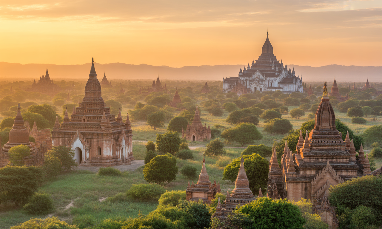 découvrez bagan, la terre des 2000 merveilles architecturales au myanmar, un site exceptionnel riche en temples anciens, pagodes majestueuses et paysages à couper le souffle.