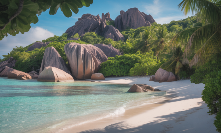 découvrez la magnifique anse source d'argent, un joyau naturel des seychelles situé sur l'île de la digue, réputé pour ses plages de sable blanc, ses eaux turquoise et ses formations rocheuses uniques.